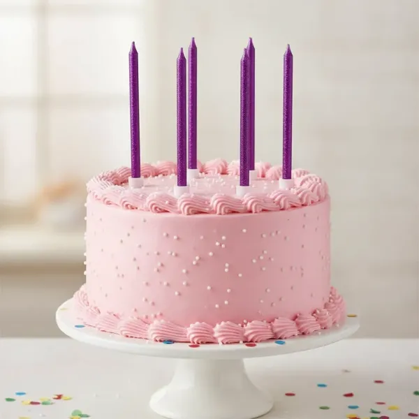 Simli Mor Pasta Mumu (6 Adet)