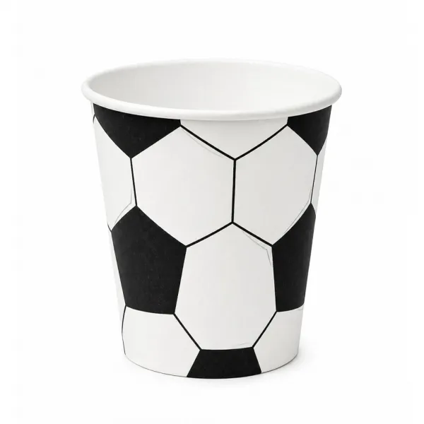 Siyah Beyaz Futbol Topu Taraftar Bardak (8 Adet)