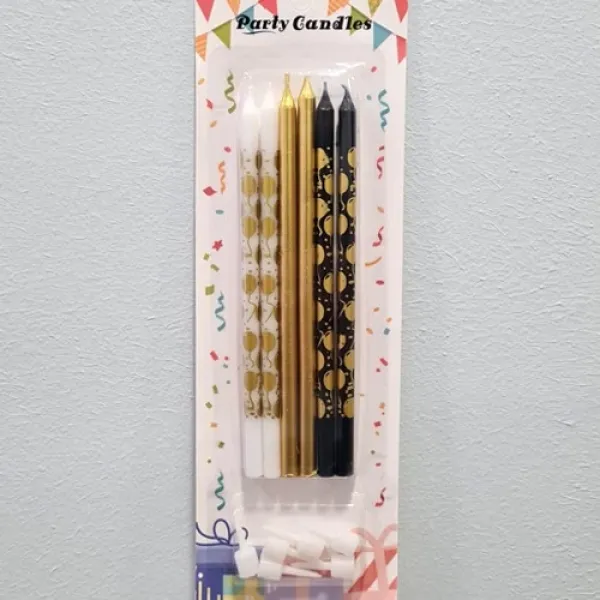 Siyah Beyaz Gold Pasta Mumu Balon Desenli 6 Adet