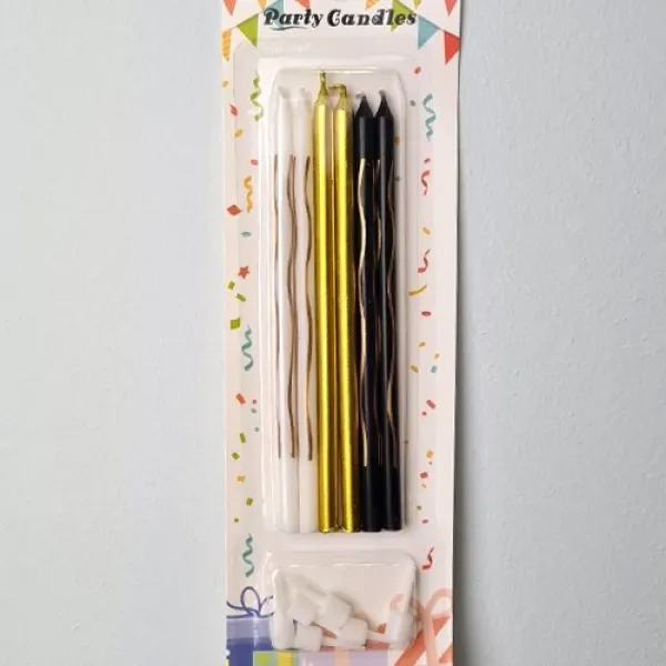 Siyah Beyaz Gold Pasta Mumu Dalga Desenli 6 Adet