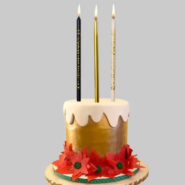 Siyah Beyaz Gold Pasta Mumu Konfeti Desenli 6 Adet