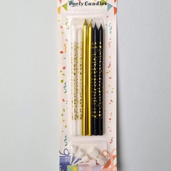 Siyah Beyaz Gold Pasta Mumu Konfeti Desenli 6 Adet