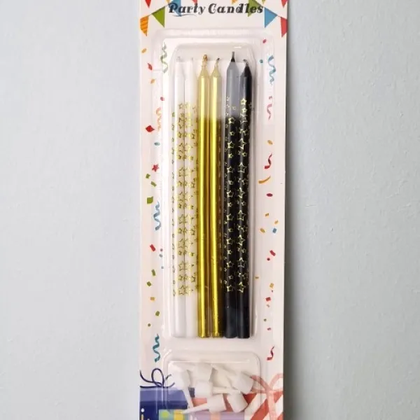 Siyah Beyaz Gold Pasta Mumu Yıldız Desenli 6 Adet