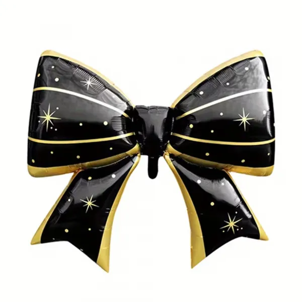 Siyah Gold Fiyonk Folyo Balon (92x58 cm)