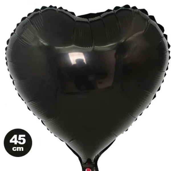 Siyah Kalp Folyo Balon (45 cm)