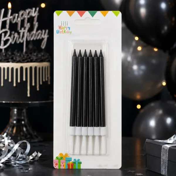 Siyah Metalik Pasta Mumu (11 cm - 6 Adet)