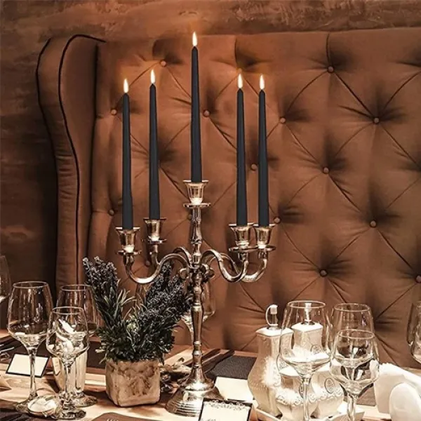 Siyah Metalik Şamdan Mumu 2 Adet 25 cm