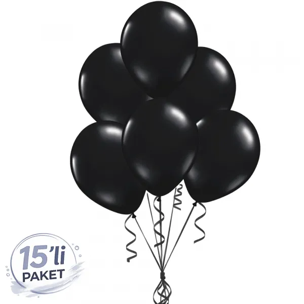 Siyah Pastel Balon (15 Adet)