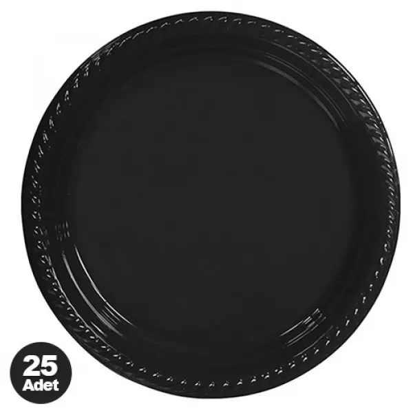 Siyah Plastik Tabak (25 adet)