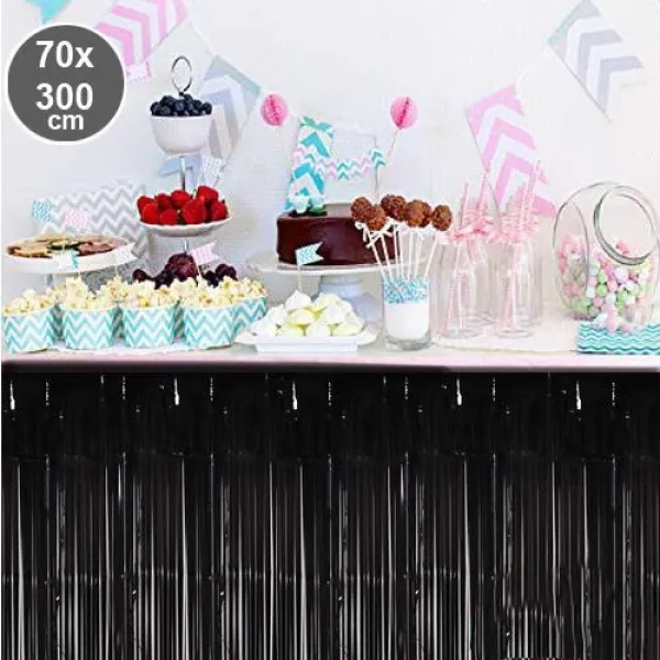 Siyah Püsküllü Masa Eteği 70*300 cm