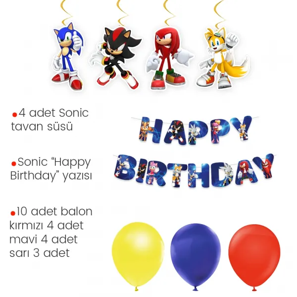 Sonic Parti Malzemeleri Seti Ekonomik
