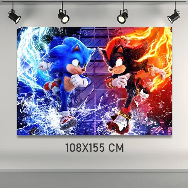 Sonic vs Shadow Doğum Günü Parti Afişi (108x155 cm)