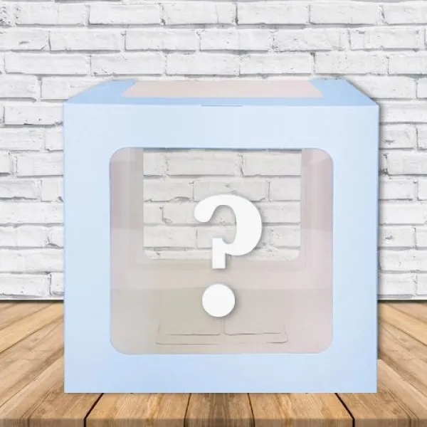 Soru İşareti Şeffaf Balon Kutusu Mavi 16,5 cm