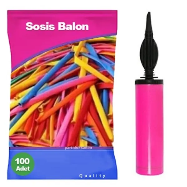 Sosis Balon 100 Adet+Pompa