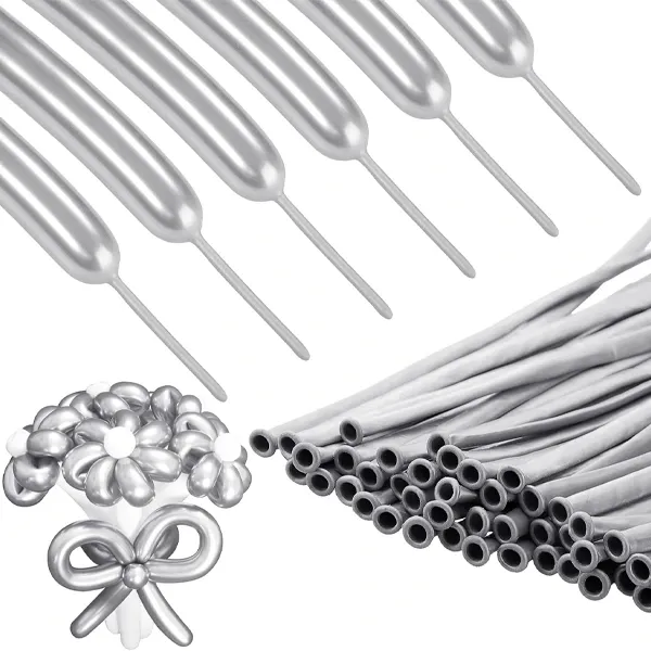 Sosis Balon Gümüş (10 Adet)