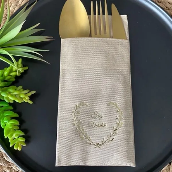 Söz Verdik Gold Yaldızlı Cepli Peçete Lüks - 12 adet