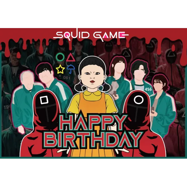 Squid Game Doğum Günü Afişi Fotosuz 70*100 cm