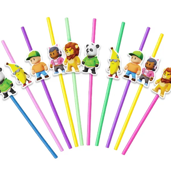Stumble Guys Temalı Pipet (10 Adet)