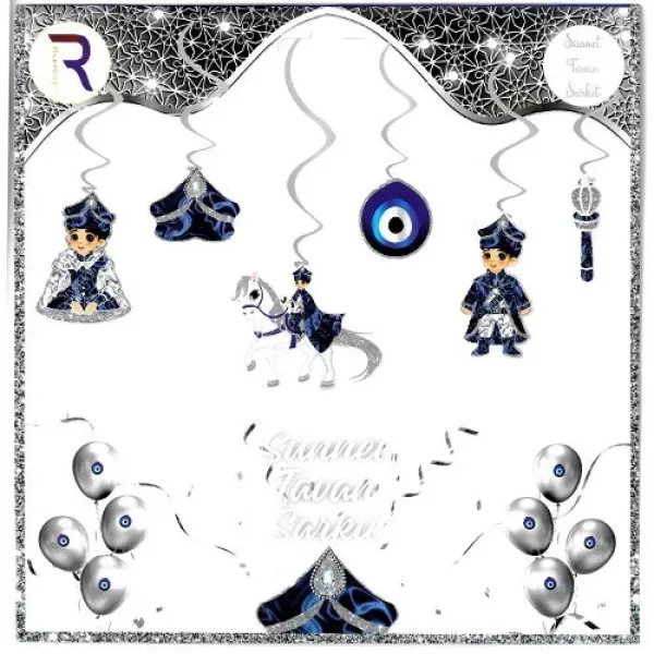 Sünnet Asmalı Tavan Süsü Gümüş 6lı