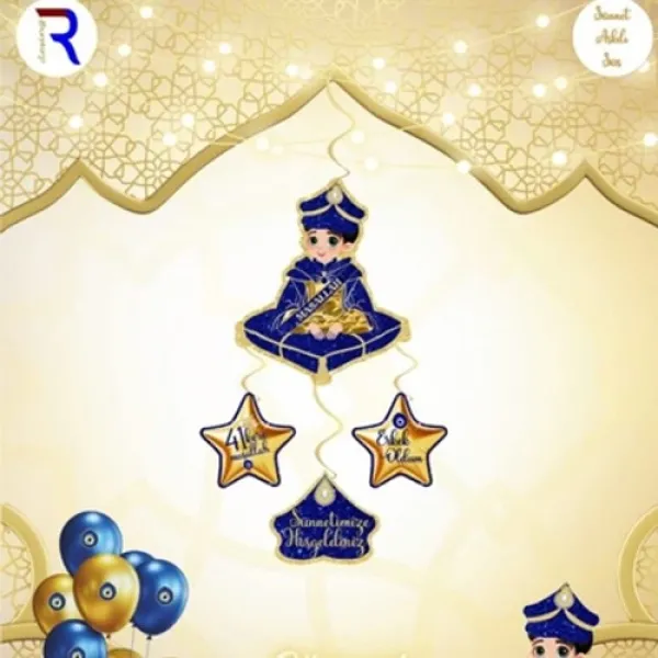 Sünnet Asmalı Tavan Süsü Mavi-Gold