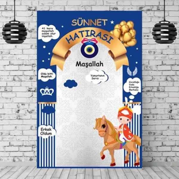 Sünnet Hatırası Afişi Koyu Tema 100*150 cm