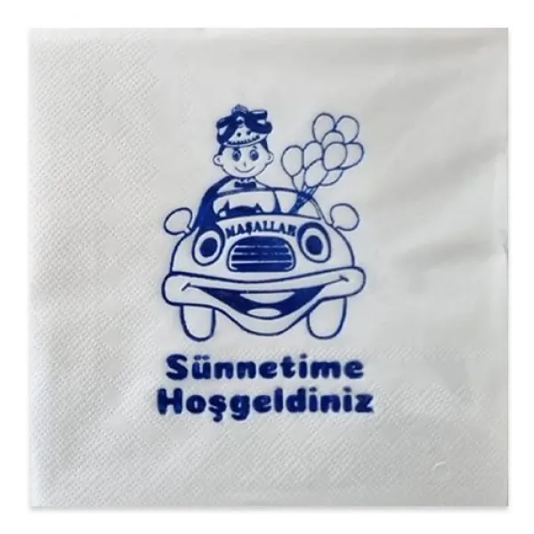 Sünnetime Hoş Geldiniz Mavi Varaklı Peçete 16 Adet