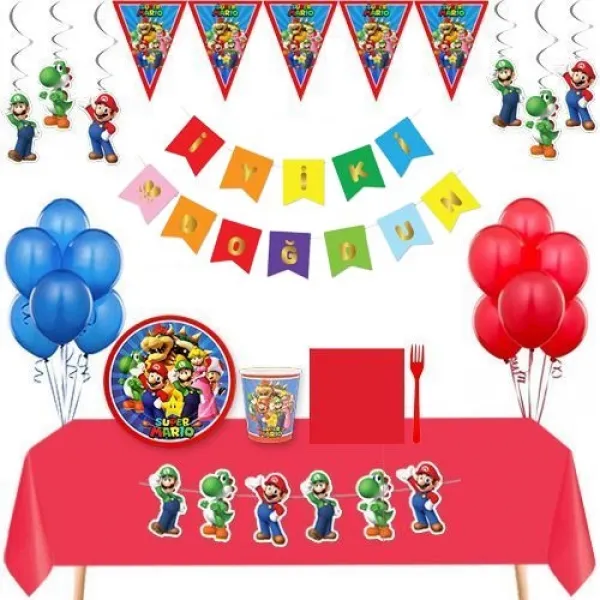 Super Mario 16 Kişilik Full Parti Seti