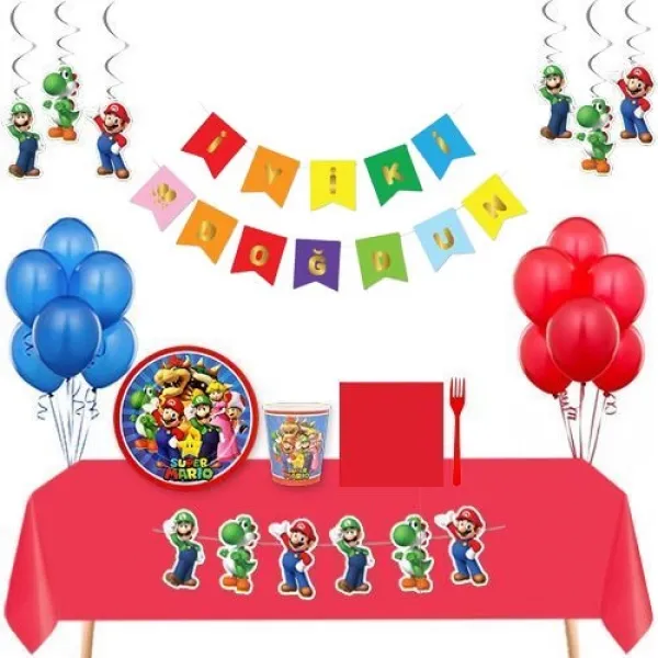 Super Mario 8 Kişilik Ekonomik Parti Seti