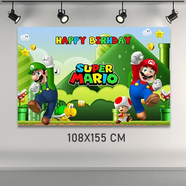 Super Mario Doğum Günü Parti Afişi (108x155 cm)