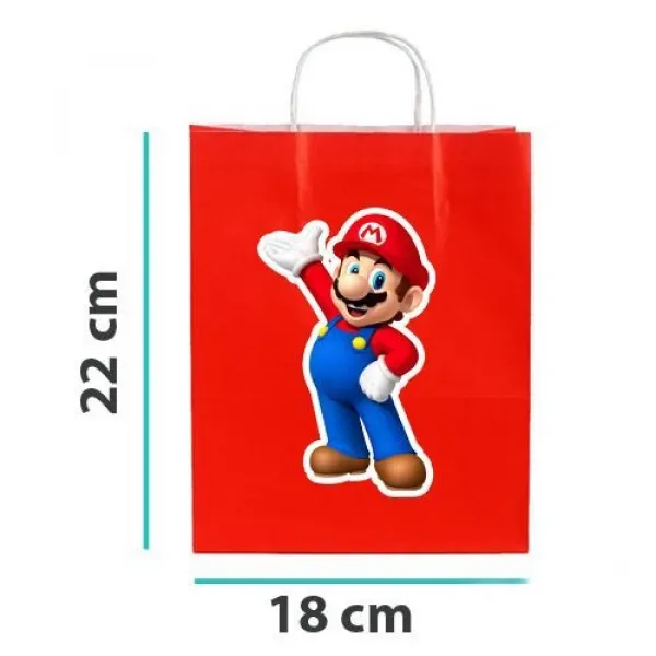 Süper Mario Kağıt Hediye Çantası 1 adet 18x22