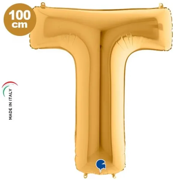 T - Harf Folyo Balon – Gold – 100 cm (40 inch)