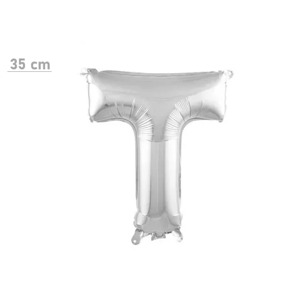 T Harf Folyo Balon – Gümüş – (35 cm - 16 inch)