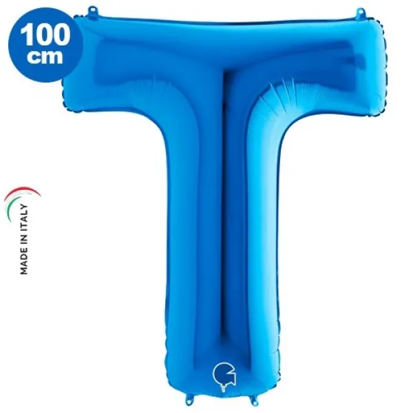 T Harf Folyo Balon – Mavi – 100 cm (40 inch)
