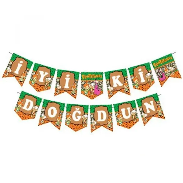 Taş Devri Çakıltaş/Bambam İyi ki Doğdun Yazısı (190 cm)