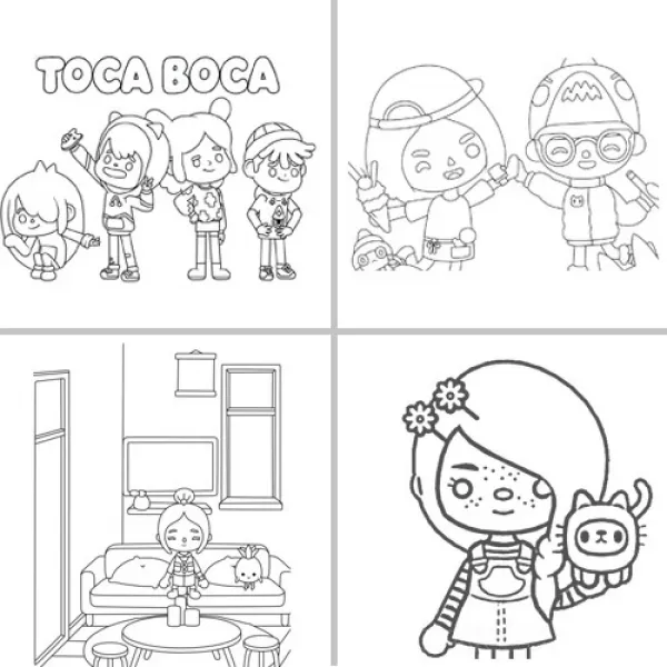 16 Sayfa Toca Boca Boyama Kitabı Stickerlı 1 Adet
