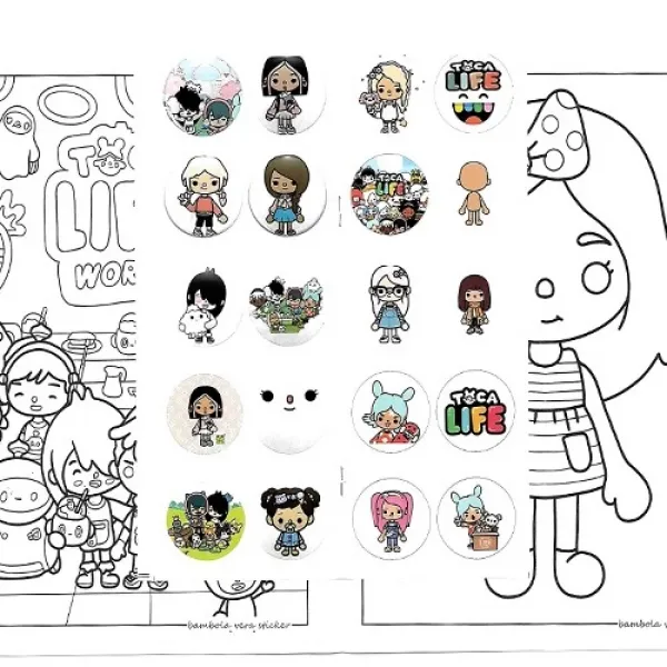 16 Sayfa Toca Boca Boyama Kitabı Stickerlı 1 Adet