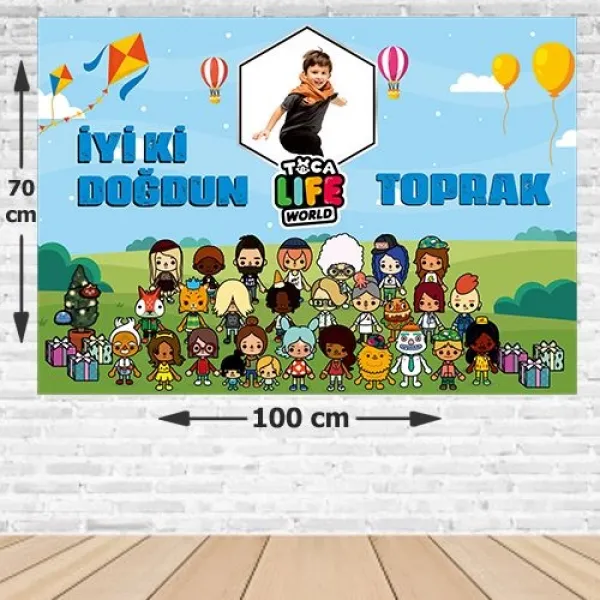 Toca Boca Kişiye Özel Doğum Günü Afişi Fotolu 70*100 cm