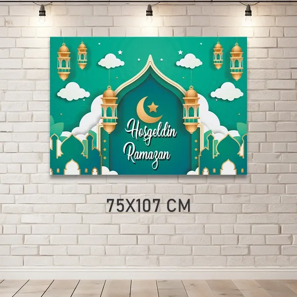 !TOPTAN! Hoş Geldin Ramazan Afiş Yeşil (75x107 cm)