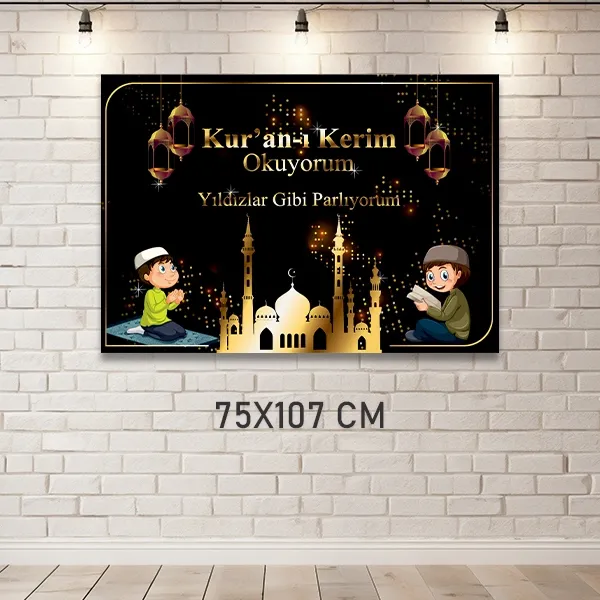 !TOPTAN! Kuran Okuyorum Afişi Erkek Siyah (75x107 cm)