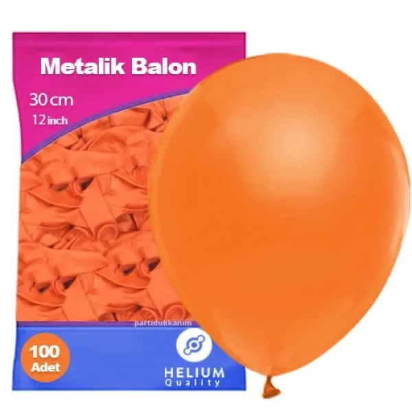 Turuncu Balon Metalik 100 Adet
