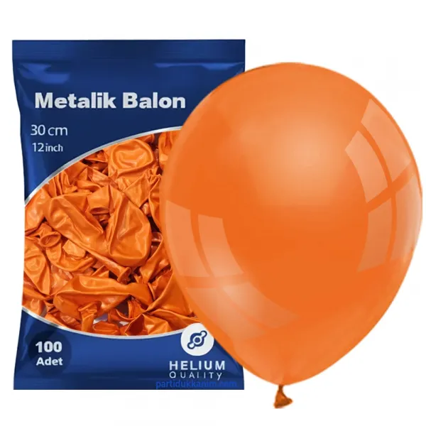 Turuncu Balon Metalik 100 Adet