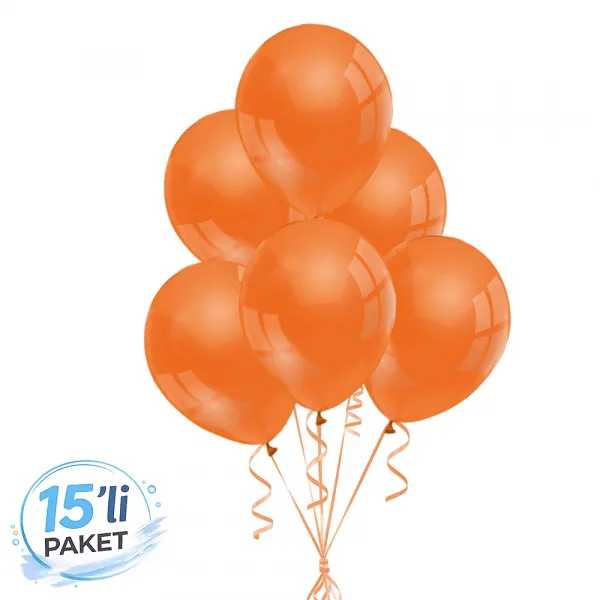 Turuncu Balon Metalik 15 Adet