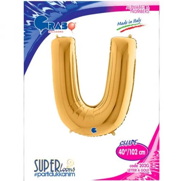 U Harf Folyo Balon – Gold – 100 cm (40 inch)