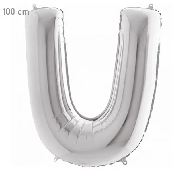 U Harf Folyo Balon – Gümüş – 100 cm (40 inch)