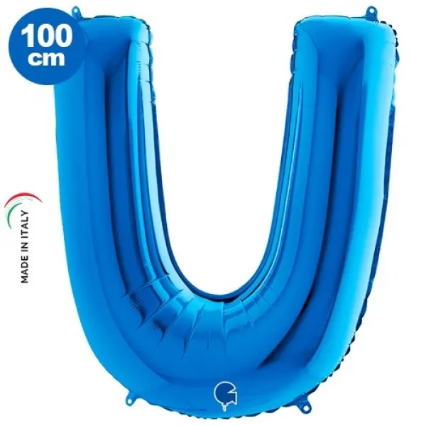 U Harf Folyo Balon – Mavi – 100 cm (40 inch)