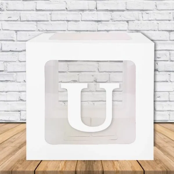 U - Harfi Şeffaf Kutu Beyaz 25 cm