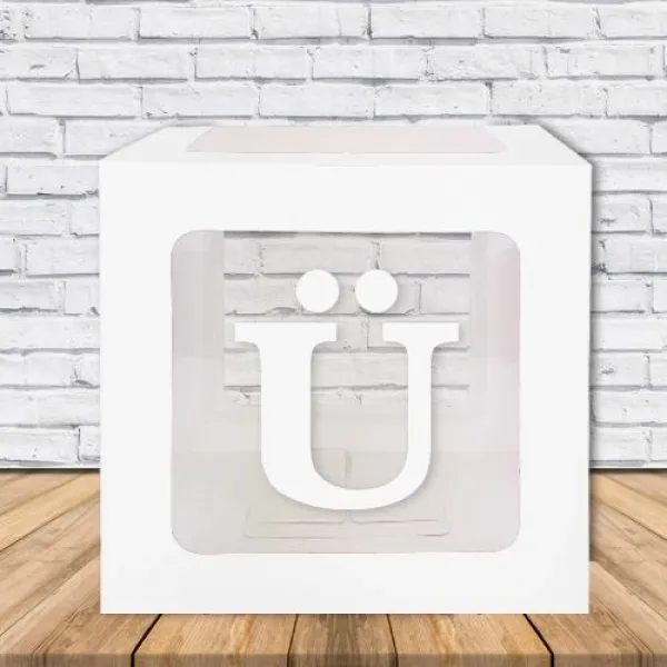 Ü - Harfi Şeffaf Kutu Beyaz 25 cm