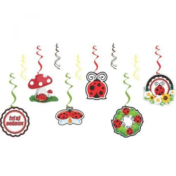Uğur Böceği Asmalı Tavan Süsü (6 Adet)