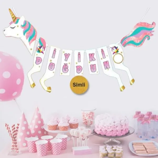 Unicorn At Şeklinde İyi ki Doğdun Yazısı 120 cm