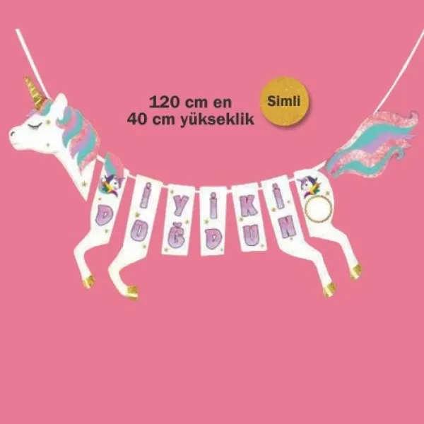 Unicorn At Şeklinde İyi ki Doğdun Yazısı 120 cm
